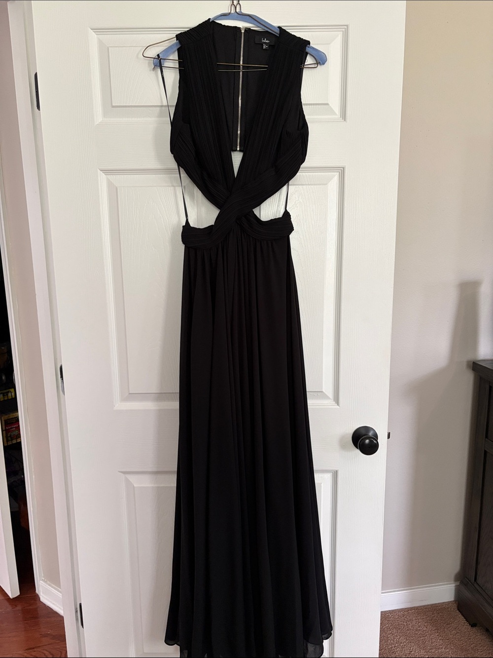 Lulu's Black Twisted Plunge-Front Maxi Dress